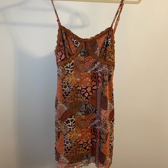 NWT- Stunning Paisley & Patchwork Mixed Print Lace Cani Dress, Vintage Vibes, M - Picture 2 of 7